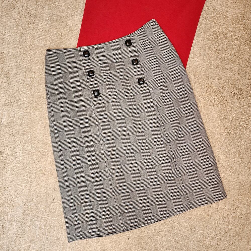 Banana Republic Black Glen Plaid Pencil Straight Skirt Women's Size 2